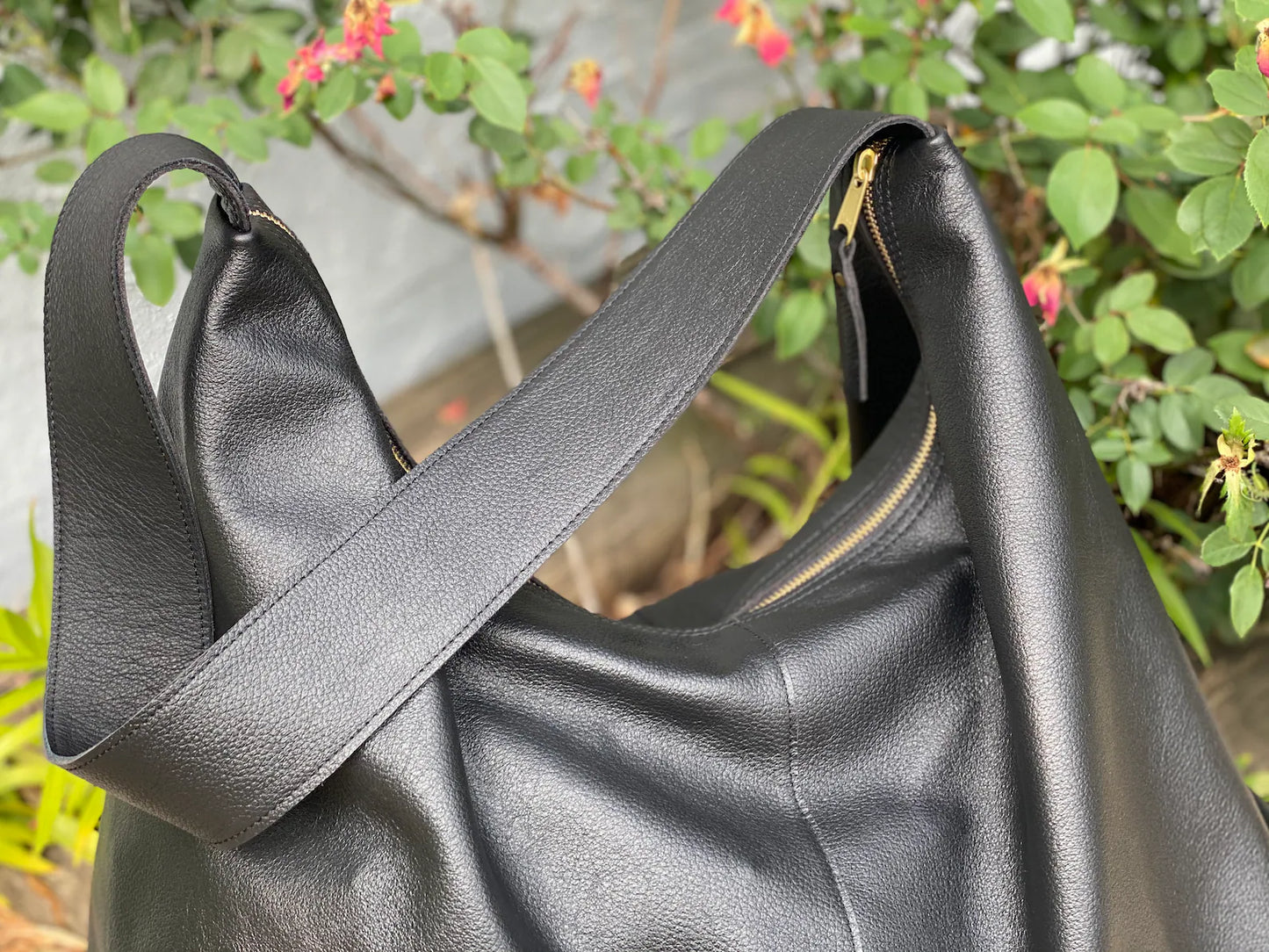 Oversized Soft Leather Slouch Shoulder Tote