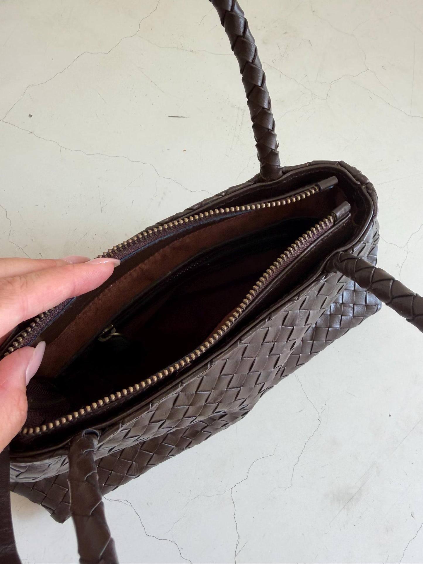 Hand Woven Leather Shoulder Tote Bag