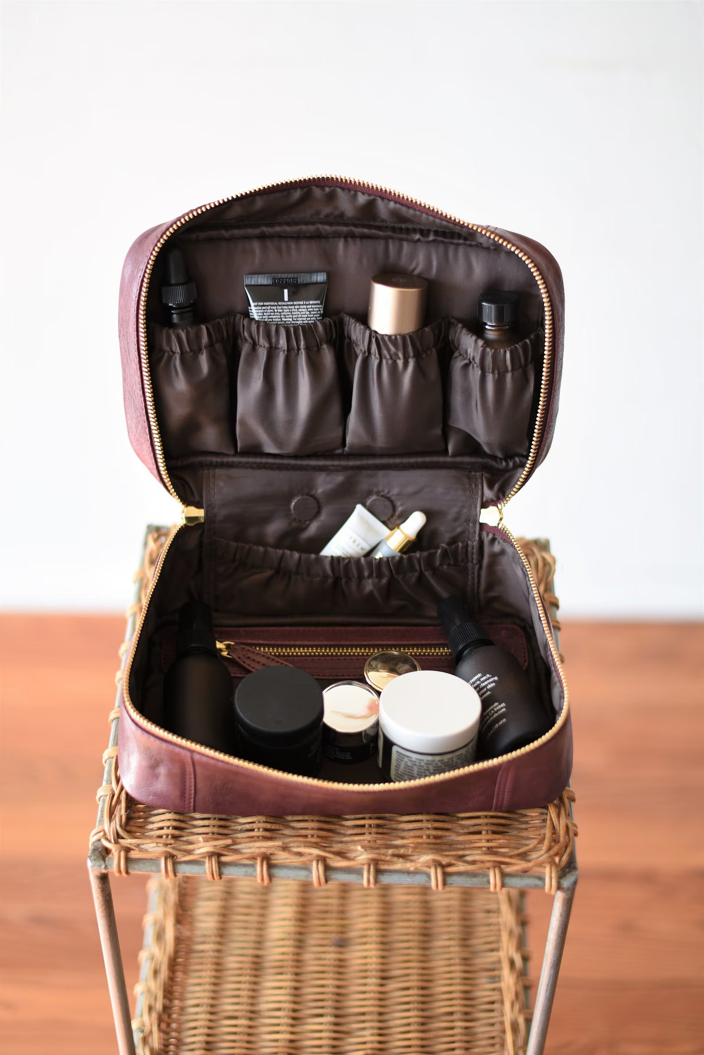 Vintage Leather Cosmetic Train Case