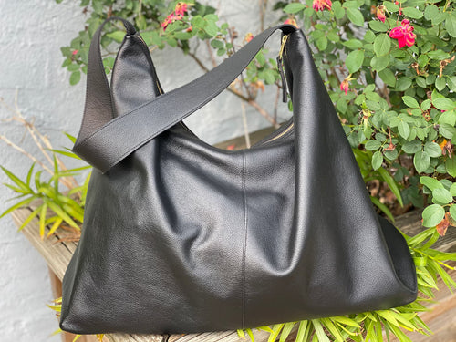 Oversized Soft Leather Slouch Shoulder Tote