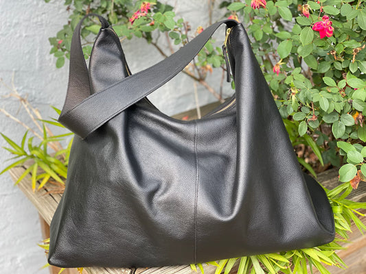 Oversized Soft Leather Slouch Shoulder Tote