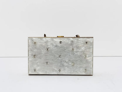 Pearlescent Crystal Hard Shell Minaudière Clutch