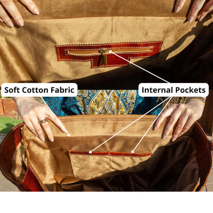 Moroccan Kilim Leather Trim Carpet Bag