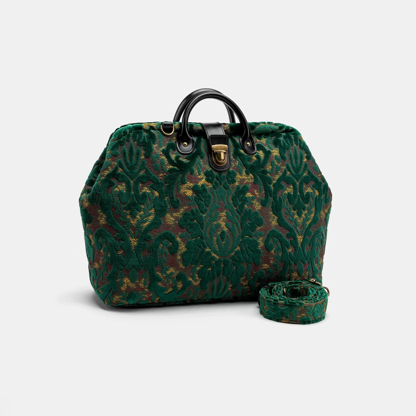 Vintage Green Floral Carpet Travel Bag