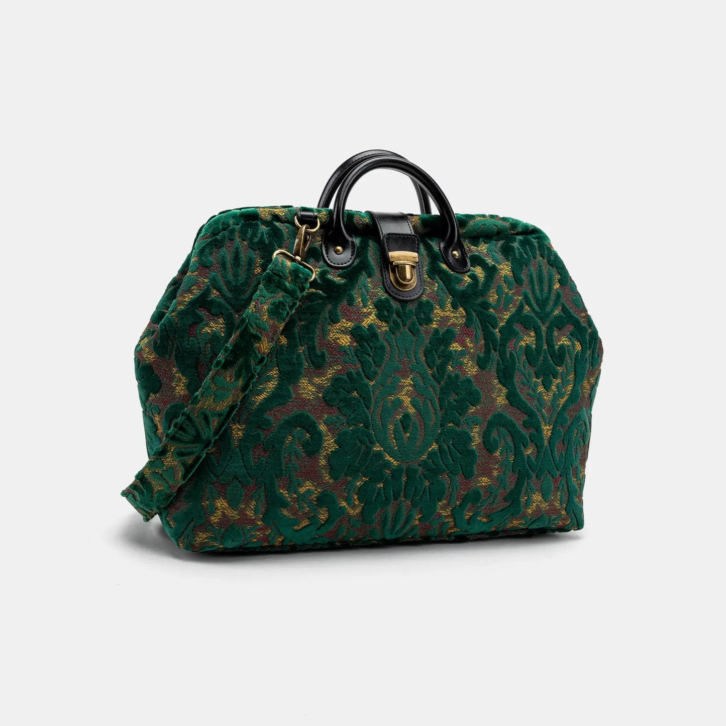 Vintage Green Floral Carpet Travel Bag