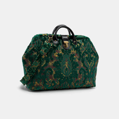 Vintage Green Floral Carpet Travel Bag