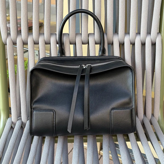 Soft Leather Zip Handheld Shoulder Bag