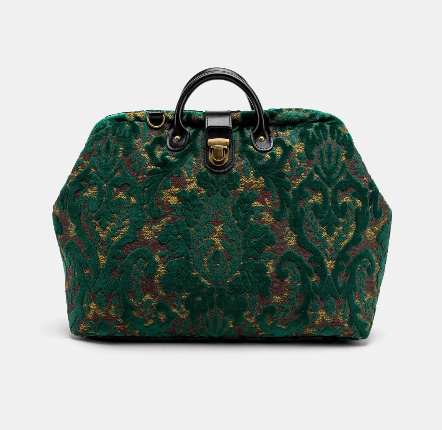 Vintage Green Floral Carpet Travel Bag