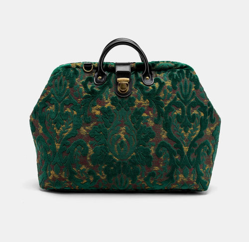 Vintage Green Floral Carpet Travel Bag