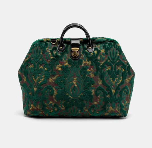 Vintage Green Floral Carpet Travel Bag