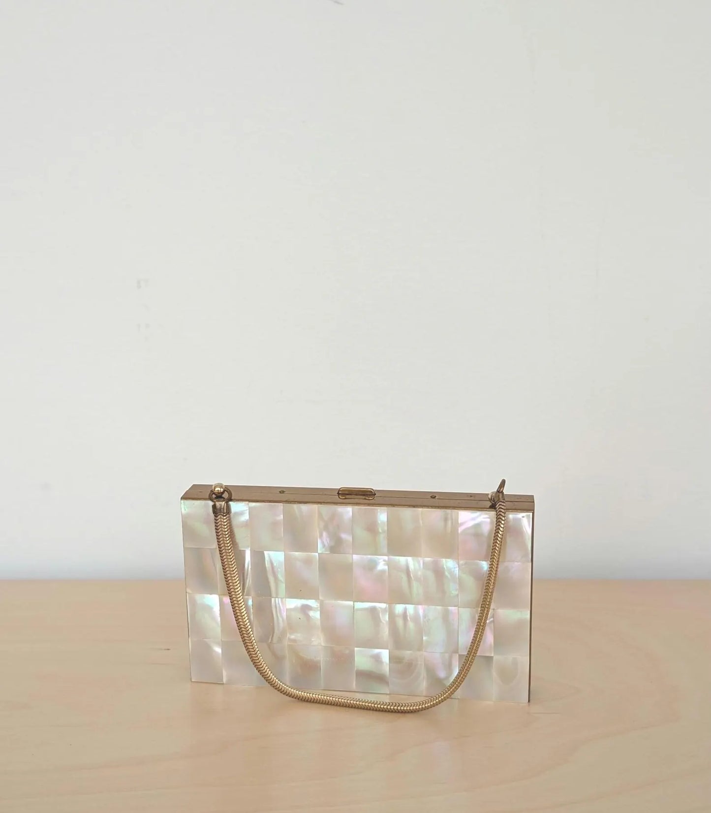 Mother of Pearl Agate Inlay Hard Minaudière Clutch