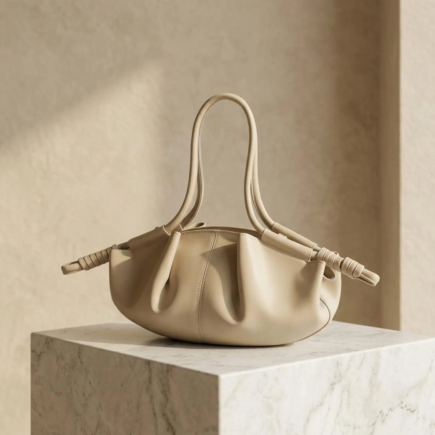 Minimalist Dumpling Leather Shoulder Bag