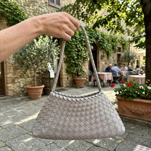 Woven Leather Hobo Shoulder Bag