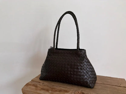Hand Woven Leather Shoulder Tote Bag