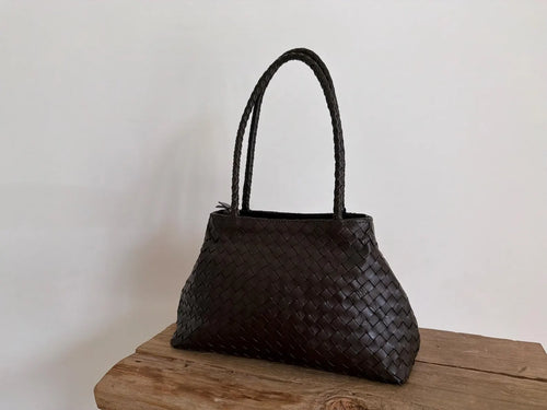 Hand Woven Leather Shoulder Tote Bag