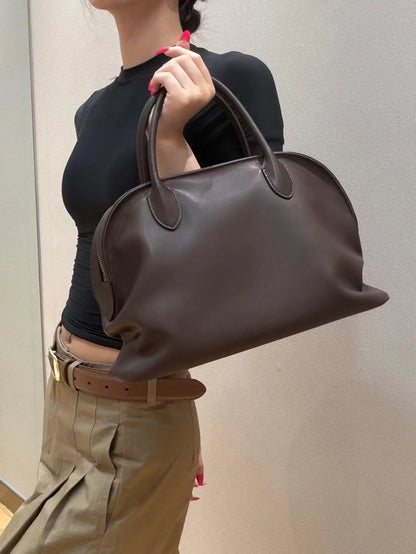 Soft Leather Zip Top Hand Shoulder Bag
