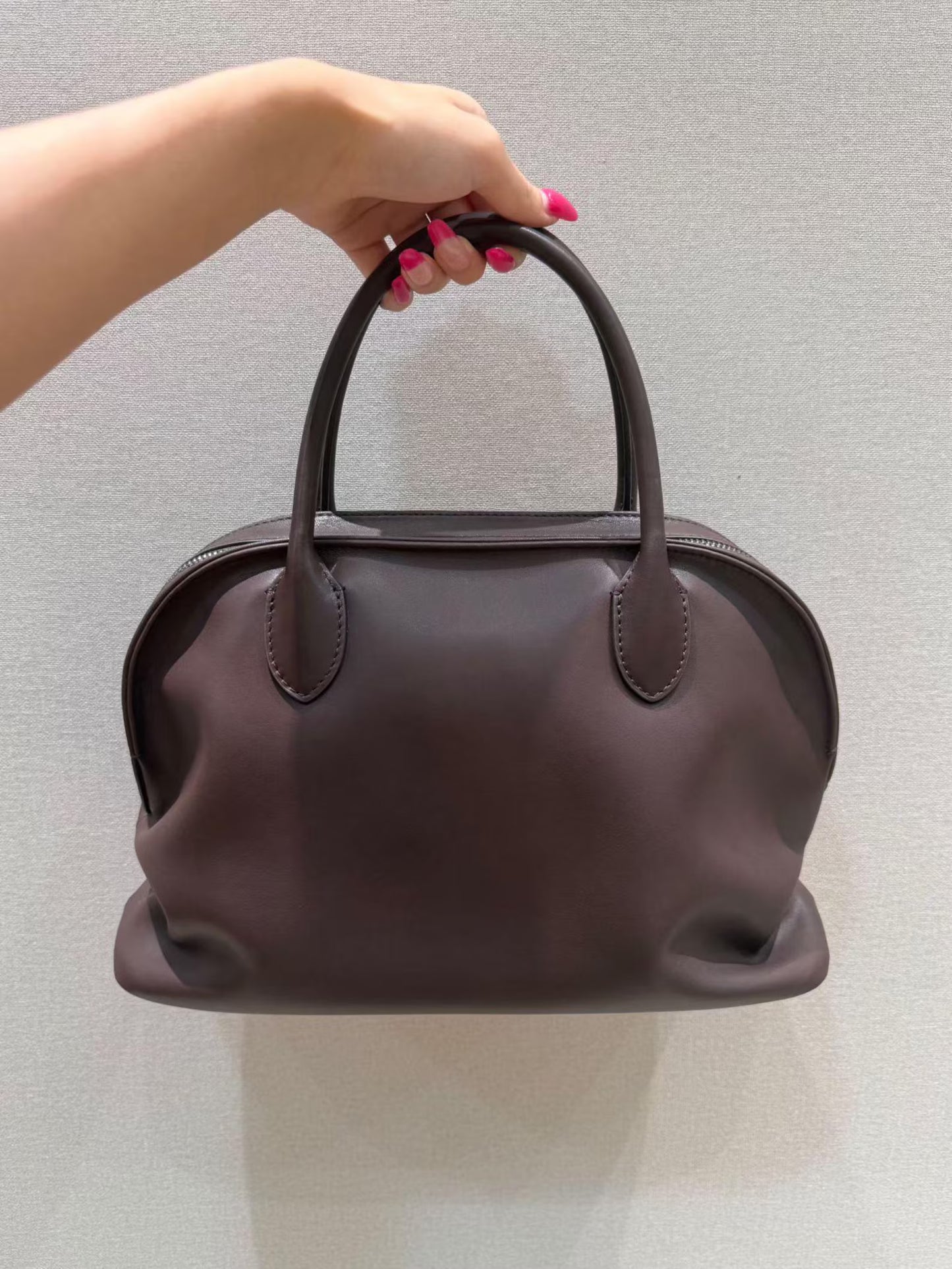 Soft Leather Zip Top Hand Shoulder Bag