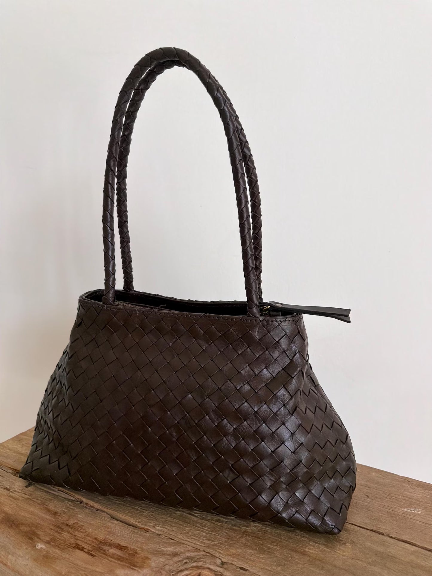 Hand Woven Leather Shoulder Tote Bag