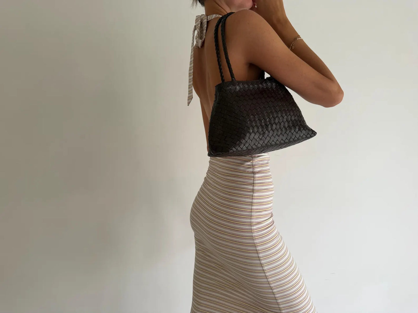 Hand Woven Leather Shoulder Tote Bag