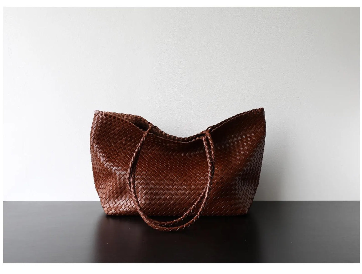 Hand Woven Soft Sheepskin Convertible Shoulder Crossbody Tote Bag